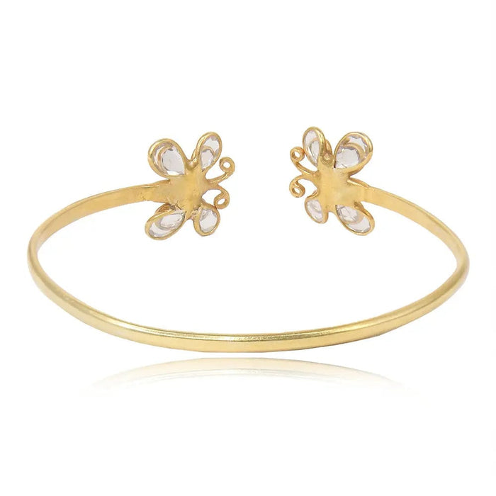 TWO BUTTERFLY MOTIF SILVER BANGLE