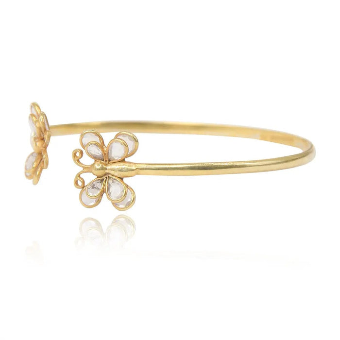 TWO BUTTERFLY MOTIF SILVER BANGLE