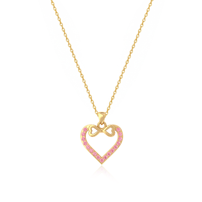 Unniyarcha 925 Pure Silver Dual Heart Pink Necklace