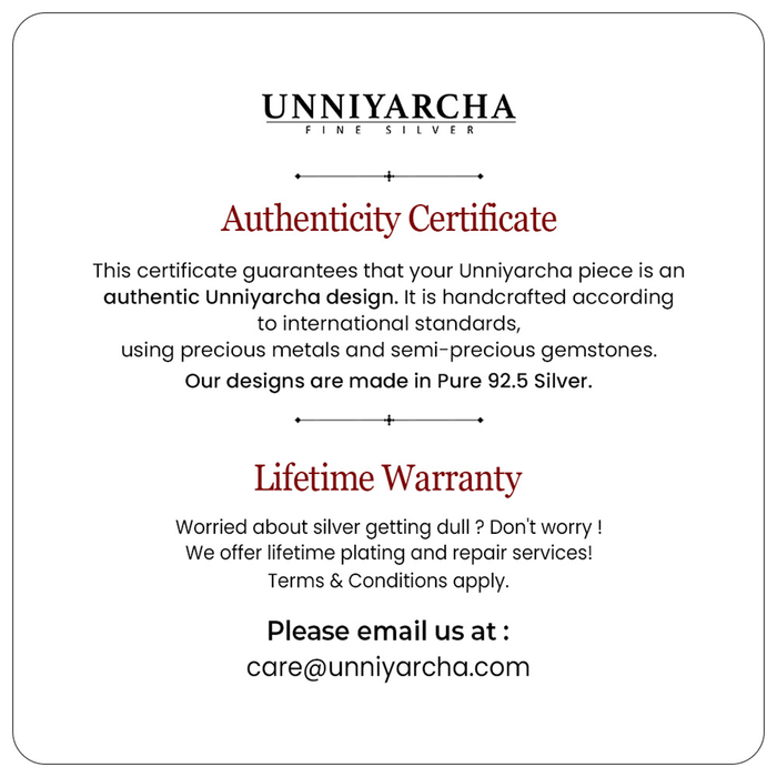 Unniyarcha 925 Pure Silver Eternal Companions Necklace