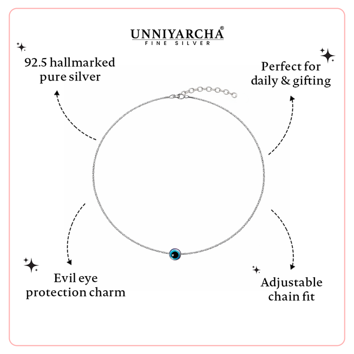 Unniyarcha 925 Pure Silver Evil eye anklet