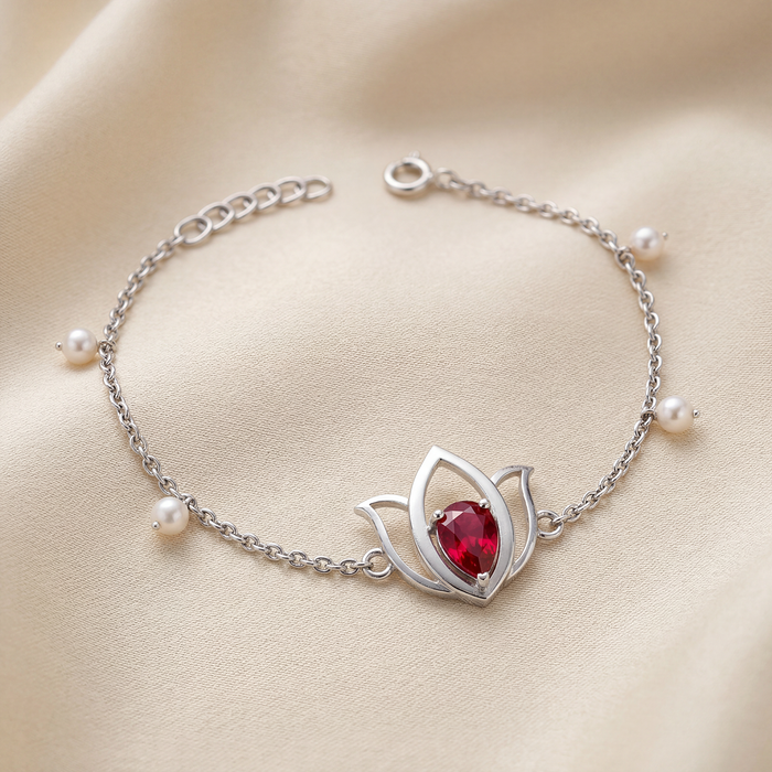 Unniyarcha 925 Pure Silver Lotus Bracelet