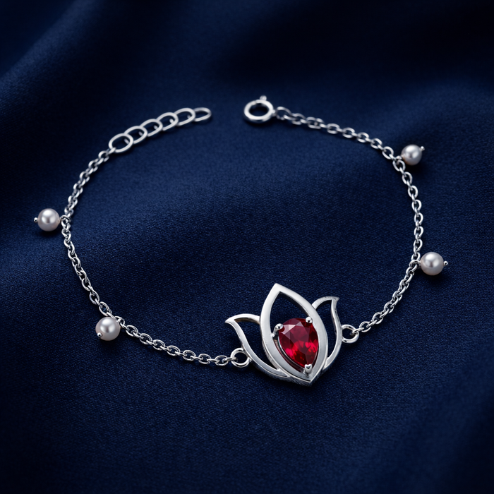 Unniyarcha 925 Pure Silver Lotus Bracelet