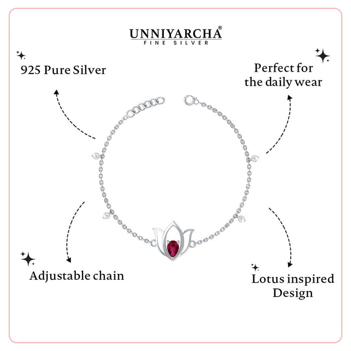 Unniyarcha 925 Pure Silver Lotus Bracelet