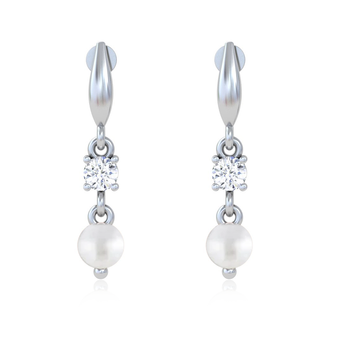 Unniyarcha 925 Pure Silver White Zircon Pearl Earrings