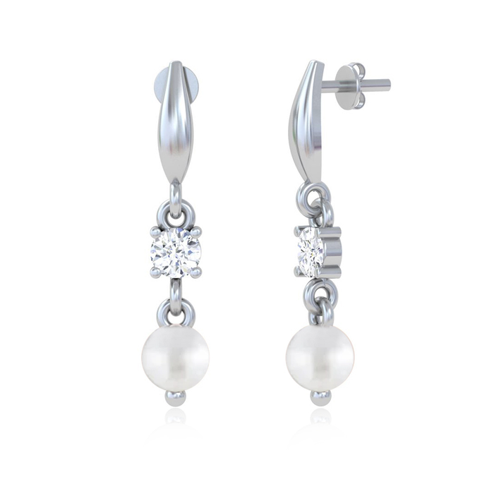 Unniyarcha 925 Pure Silver White Zircon Pearl Earrings