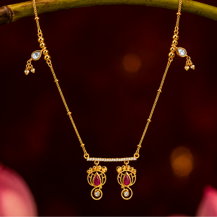 Unniyarcha 925 Silver Gold-Plated Lakshmi Charan Necklace