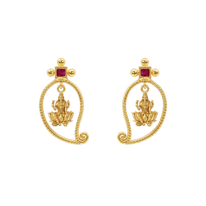 Unniyarcha 925 Silver Gold-Plated Manga Lakshmi Earrings