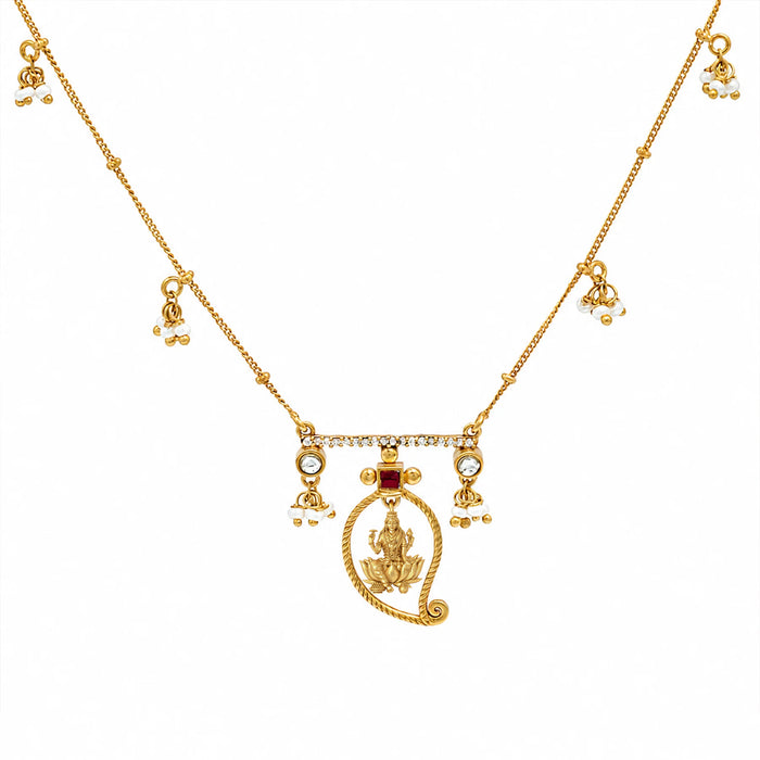Unniyarcha 925 Silver Gold-Plated Manga Lakshmi Necklace