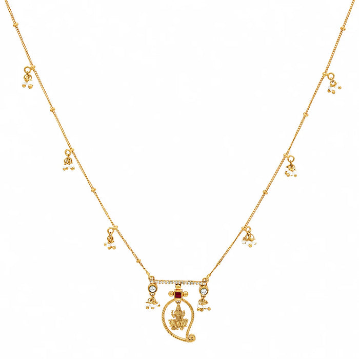 Unniyarcha 925 Silver Gold-Plated Manga Lakshmi Necklace