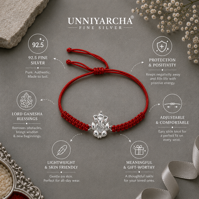 Unniyarcha 925 Sterling Silver Auspicious Ganesha Bracelet