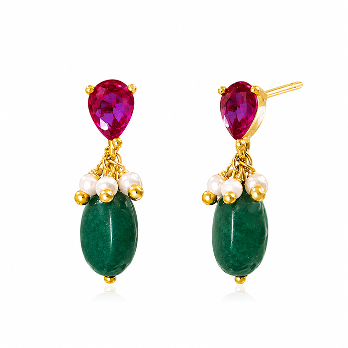 Unniyarcha Crimson Pearl Drop Earrings