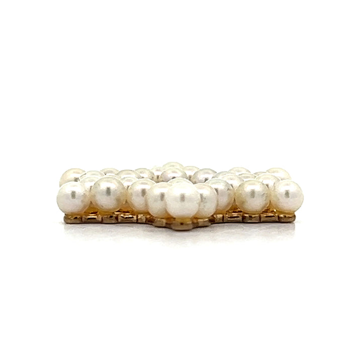 Vintage 1950s Pearl Pendant Necklace in 14k Yellow Gold