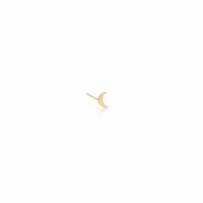 14K Yellow Gold Crescent Moon Stud Earring